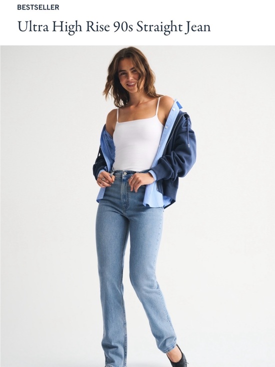 Abercrombie & Fitch Denim - Abercrombie Ultra High Rise 90s Straight Jean Slim - Light Blue (26 Short)
